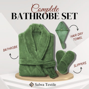 Fluffy Bathrobe Set - Green